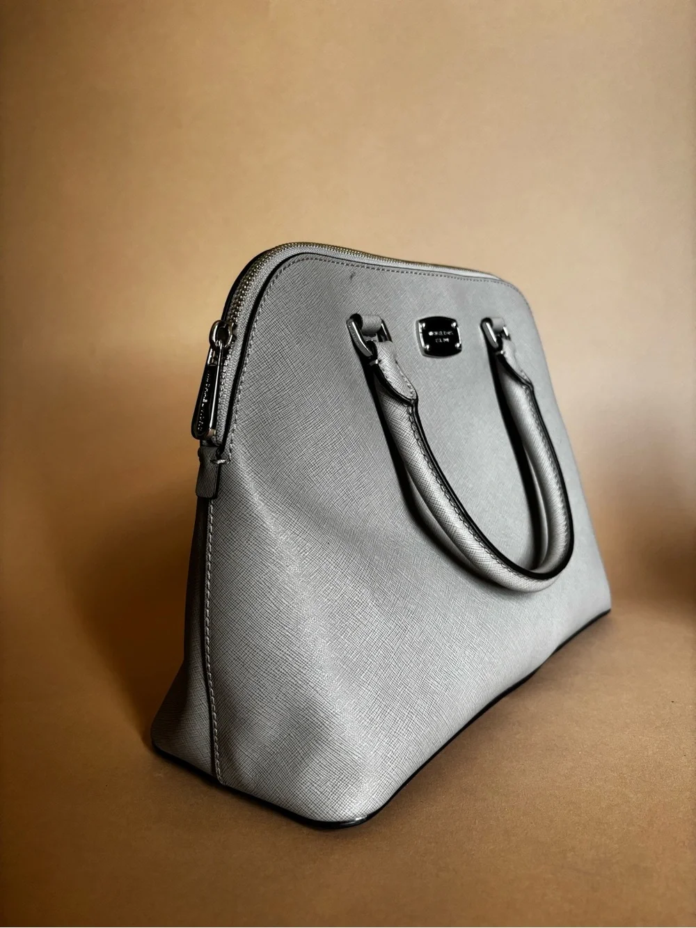Michael Kors Gray Saffiano Dome Satchel